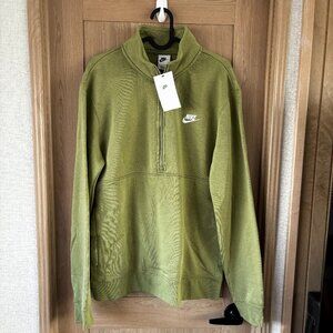 NEW Nike Men's Quarter Zip Sweater Size M Athleisure Loungewear Green Preppy